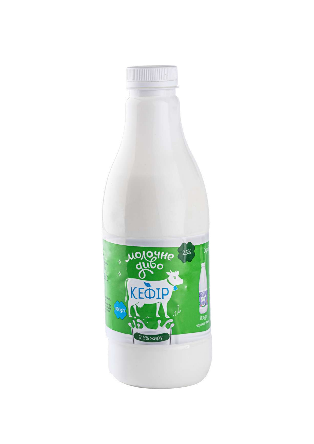 Кефір 2.5% жирності, ТМ «Молочне Диво», 900 г, пляшка ПЕТ